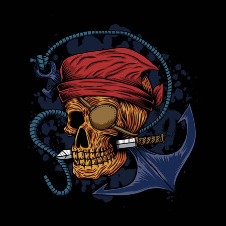 skull pirate anchor vector illustrationのイラスト素材