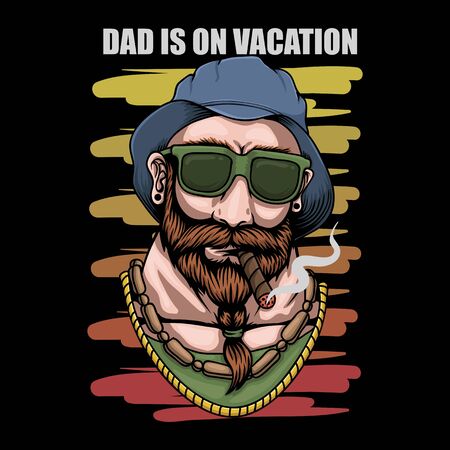 Father Vacation retro vector illustrationのイラスト素材