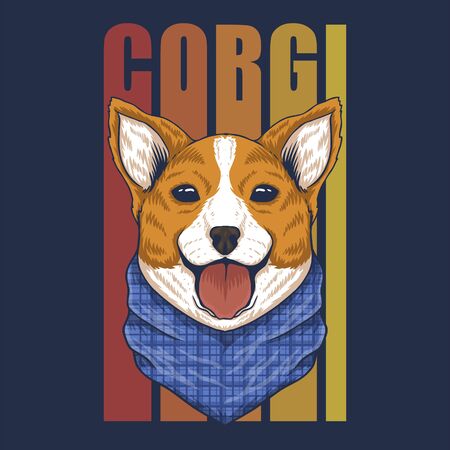 Corgi dog bandana vector illustration for your company or brandのイラスト素材