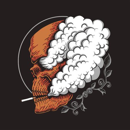 skull smoke vector illustrationのイラスト素材