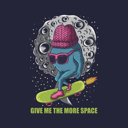 monster skate space vector illustrationのイラスト素材