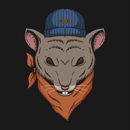 Mouse Head bandana vector illustrationのイラスト素材