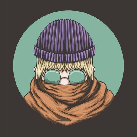 Mysterious woman eyeglasses vector illustrationのイラスト素材