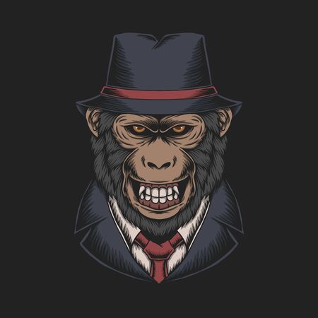 Mafia Monkey vector illustrationのイラスト素材