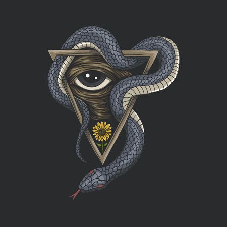 Snake one eye vector illustrationのイラスト素材