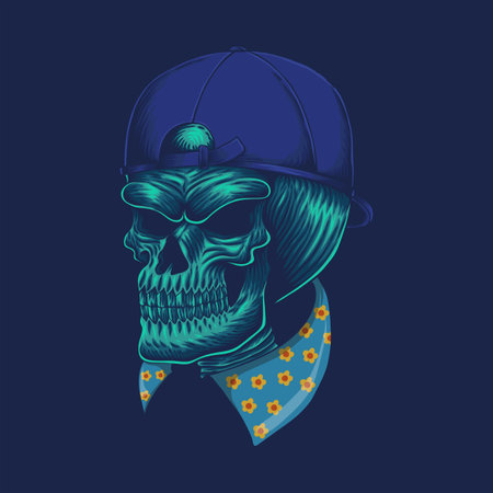 Skull head cap vector illustration for your company or brandのイラスト素材