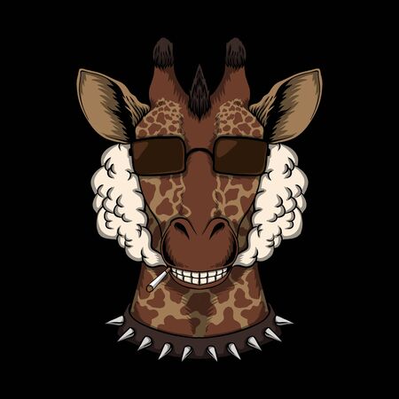 Giraffe head smoke vector illustrationのイラスト素材
