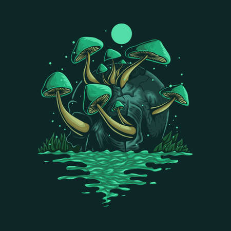 skull fungus vector illustrationのイラスト素材