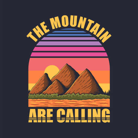 Mountain retro vector illustrationのイラスト素材