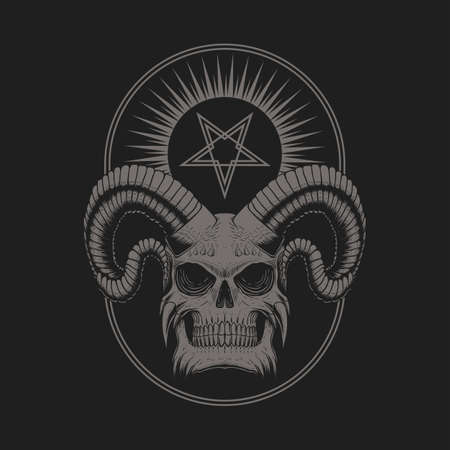 Satanic Devil Skull vector illustrationのイラスト素材
