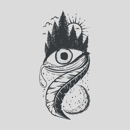 One eye pine tree vector illustration for your company or brandのイラスト素材