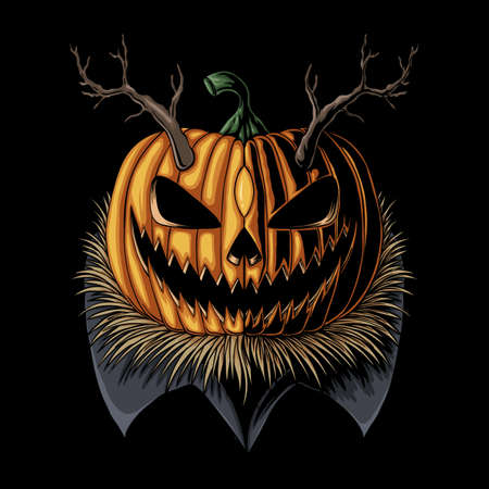 Halloween Pumpkin horned vector illustration for your company or brandのイラスト素材