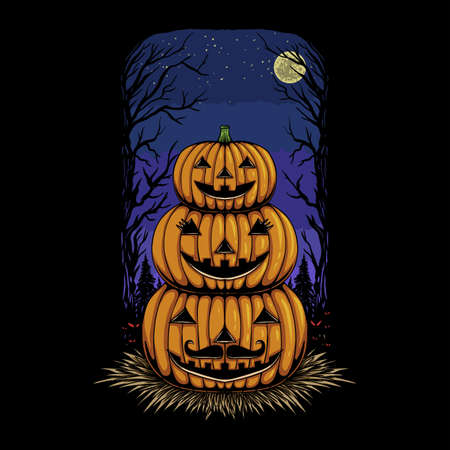 Halloween Family Pumpkin head vector illustration for your company or brandのイラスト素材