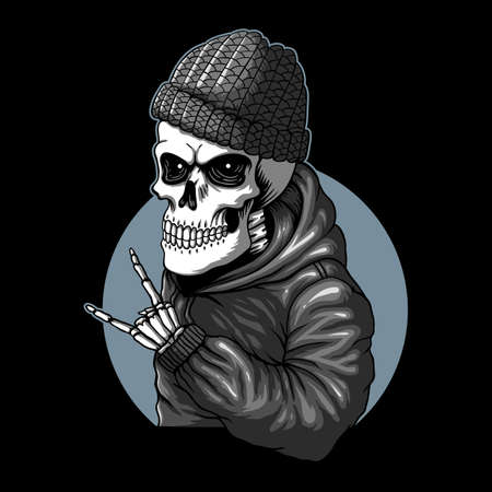 Skull funky style vector illustration for your company or brandのイラスト素材