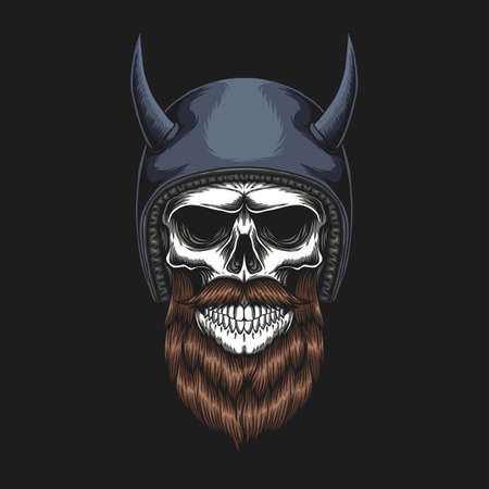 Skull Biker wearing a helmet vector illustration for your company or brandのイラスト素材