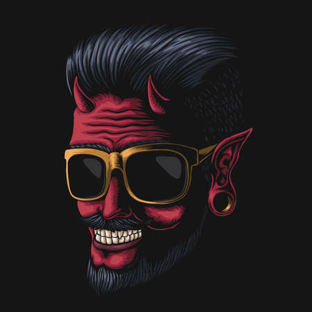 Devil man eyeglasses vector illustration for your company or brandのイラスト素材