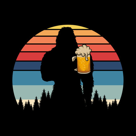 Bigfoot silhouette beer retro vector illustration for your company or brandのイラスト素材