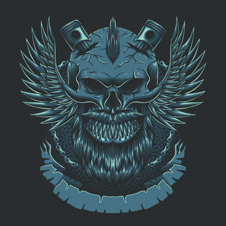 Skull wing motorcycles club vector illustration for your company or brandのイラスト素材