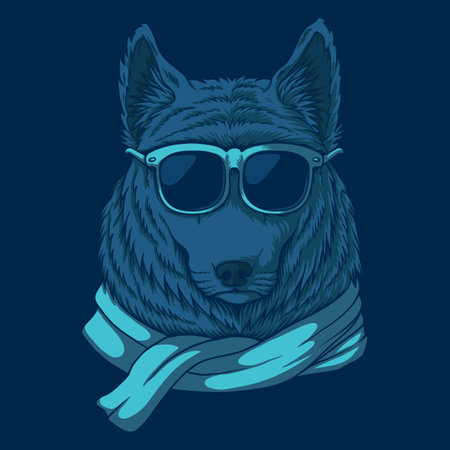 wolf eyeglasses vector illustration for your company or brandのイラスト素材