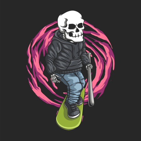 Skull skateboard vector illustration for your company or brandのイラスト素材