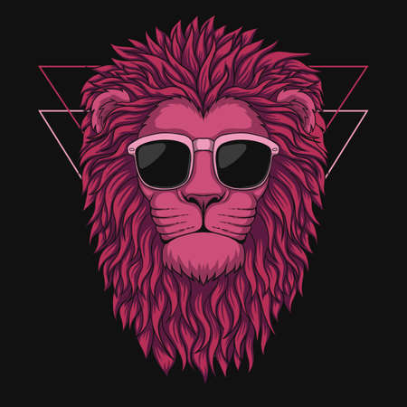 Lion head pink  vector illustration for your company or brandのイラスト素材