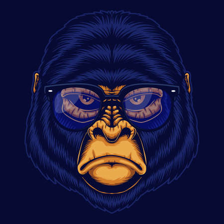 Gorilla Head eyeglasses vector illustration for your company or brandのイラスト素材