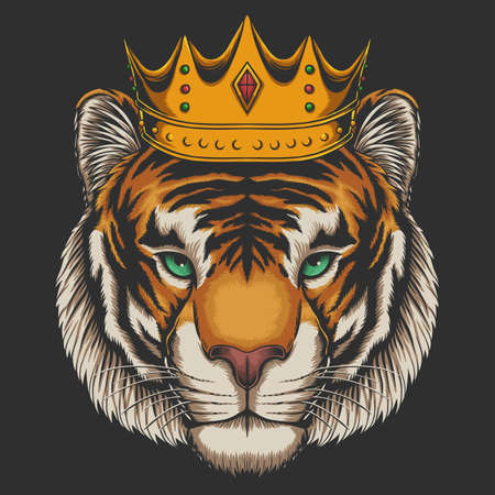 Tiger waring crown vector illustration for your company or brandのイラスト素材