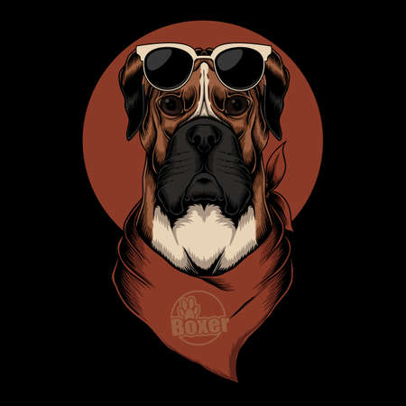 Boxer dog bandana vector illustration for your company or brandのイラスト素材