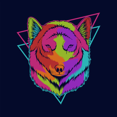 Wolf head colorful vector illustration for your company or brand