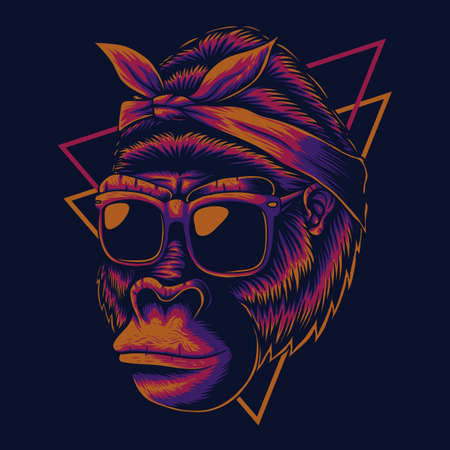 Mother gorilla eyeglasses vector illustration for your company or brandのイラスト素材