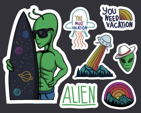 Alien Stickers vector illustration for your company or brand
