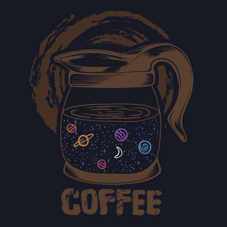 Galaxy coffee pot vector illustration for your company or brandのイラスト素材