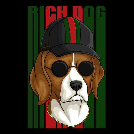 Beagle rich dog vector illustrationのイラスト素材