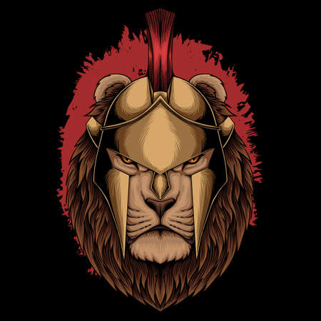 Lion sparta helmet vector illustrationのイラスト素材