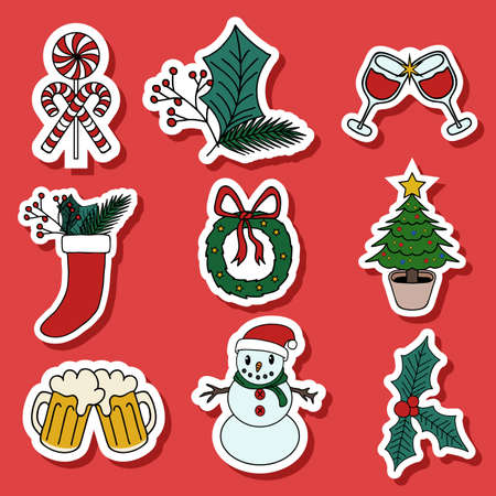 christmas sticker vector illustration for your company or brandのイラスト素材