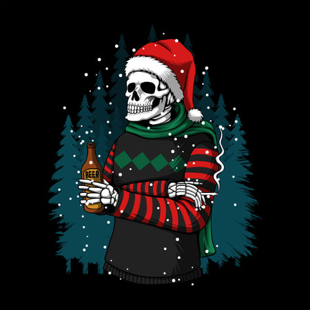 merry christmas winter skull vector illustration for your company or brandのイラスト素材