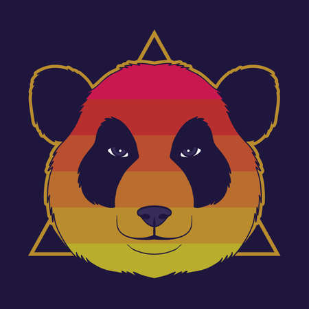 Panda head sunset color vector illustration for your company or brandのイラスト素材