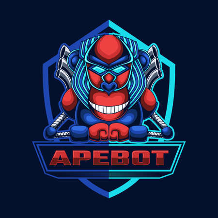 Monkey robot esports logo vector illustration for your company or brandのイラスト素材