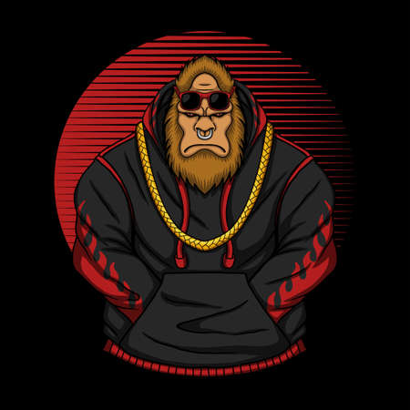 Bigfoot gangster retro vector illustration for your company or brandのイラスト素材