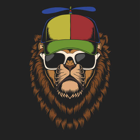 Lion propeller hat vector illustration for your company or brandのイラスト素材