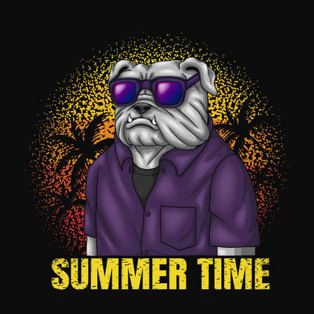 bulldog ready vacation summer time vector illustrationのイラスト素材