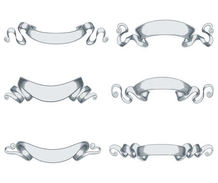Ribbons vintage hand drawn banner vector illustration for your company or brandのイラスト素材
