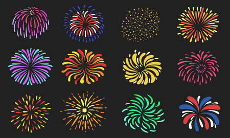 Fireworks abstract elements collection vector illustrationのイラスト素材