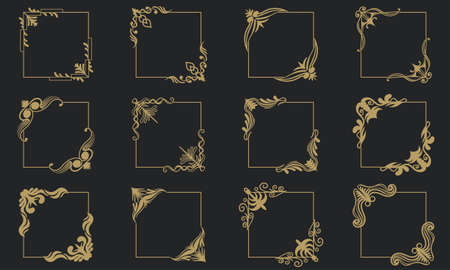 Vintage frame elements decoration rectangel set vector illustrationのイラスト素材