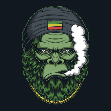 Bigfoot green fur reggae style vector illustration for your company or brandのイラスト素材