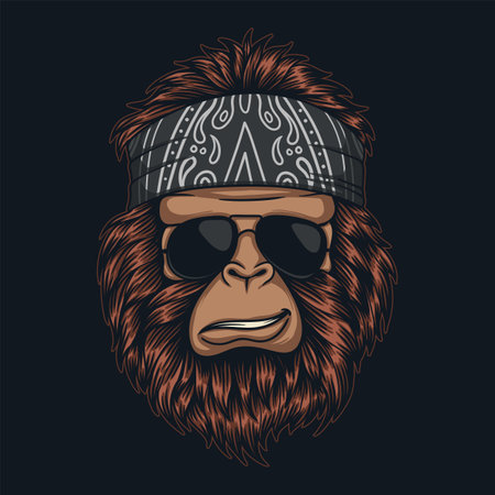 Bigfoot cool wearing bandana and glasses vector illustration for your company or brandのイラスト素材