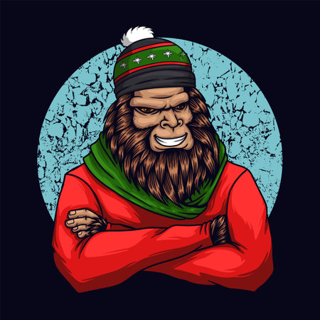 Bigfoot fashion style season christmas vector illustration for your company or brandのイラスト素材