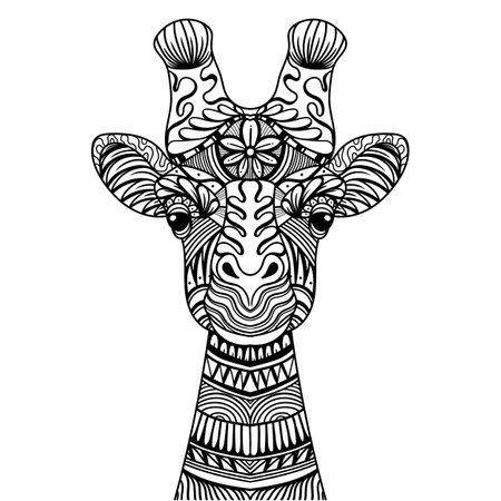 Giraffe head mandala zentangle coloring page illustration for your company or brandのイラスト素材