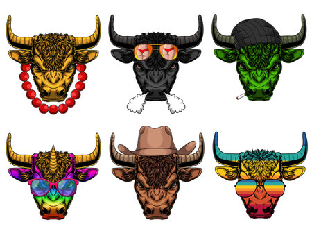 Bull fashion set collection for your company or brandのイラスト素材