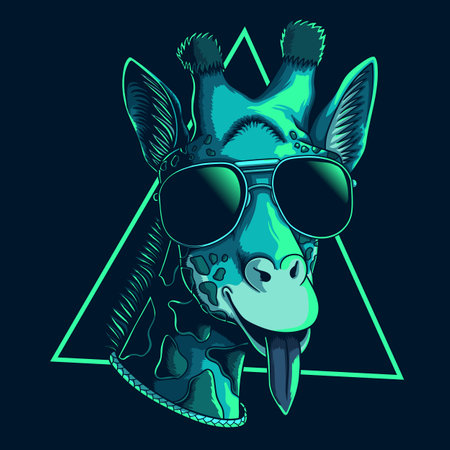 Giraffe head smile cyberpunk style vector illustration for your company or brandのイラスト素材